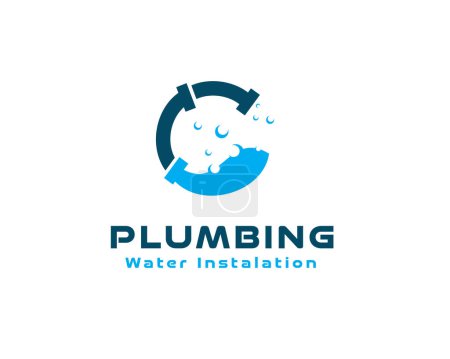 Illustration for C initial logo water plumbing logo icon symbol design template illustration inspiration - Royalty Free Image
