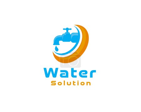 Illustration for Faucet water plumbing solution logo icon symbol design template illustration inspiration - Royalty Free Image