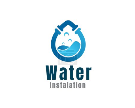 Illustration for Water drop pipe plumbing installation logo icon symbol design template illustration inspiration - Royalty Free Image