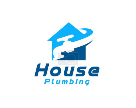 Illustration for House home pipe faucet plumbing installation logo icon symbol design template illustration inspiration - Royalty Free Image