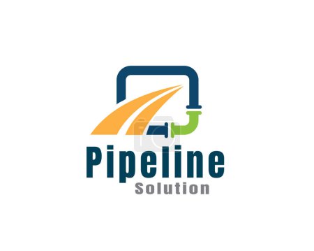 Illustration for Pipe way solution plumbing logo icon symbol design template illustration inspiration - Royalty Free Image