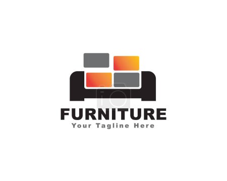 Téléchargez les illustrations : Abstrait canapé meuble carré logo icône symbole conception modèle illustration inspiration - en licence libre de droit