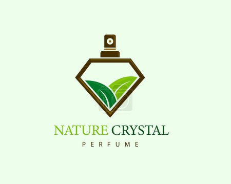 Téléchargez les illustrations : Eco feuille nature cristal élégant parfum logo illustration - en licence libre de droit