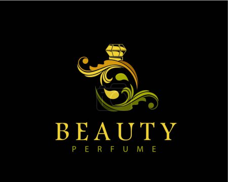 Illustration for Florist bottle perfume elegant logo template illustration - Royalty Free Image