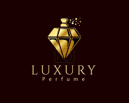 Illustration for Crystal bottle perfume elegant luxury icon symbol logo template illustration - Royalty Free Image