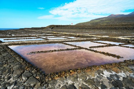 Photo for Beautiful view of salt evaporation ponds of Salinas de Fuencaliente in La Palma, Canary Islands, Spain - Royalty Free Image