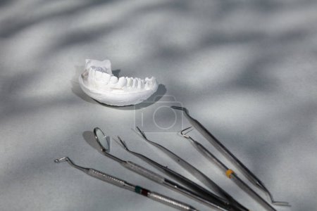 Téléchargez les photos : Moule dents équipement dentiste sur la table - en image libre de droit