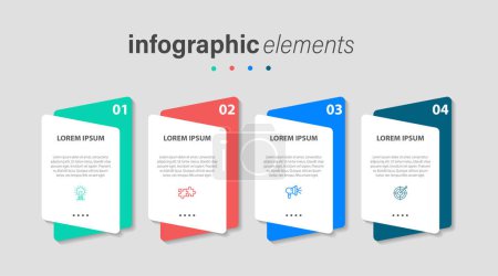 Vector Infographic label design template with icons and 4 options or steps and text placement. Can be used for process diagram, presentations, workflow layout, banner, flow chart, info graph.