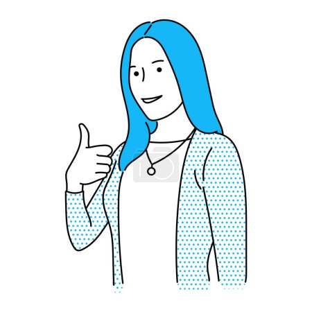 Illustration for Illustration of businesswoman or professional person. working woman line art vector with simple japanese cartoon style - Royalty Free Image