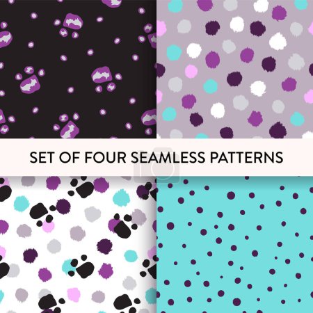 Cool repeat seamless pattern set with paw, polka, spot. Vector illustration. Colorful pattern collection for print, scrapbooking, wallpaper, textile, fashion, packaging, wrapping paper.  magic mug #625827486