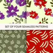 Pretty abstract flower, paintbrush seamless repeat pattern set. Vector illustration.  Stickers #650168112