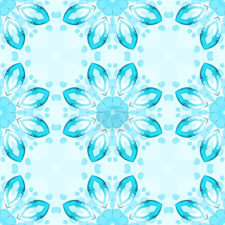Foto de Azulejos azules de cerámica vintage portuguesa abstracta.Patrones arabescos damasco azul sin costuras. Diseño mínimo. Fondos antiguos azules para la tela, almohadas, impresión, papel pintado, telón de fondo de la tela, toallas, superficie - Imagen libre de derechos