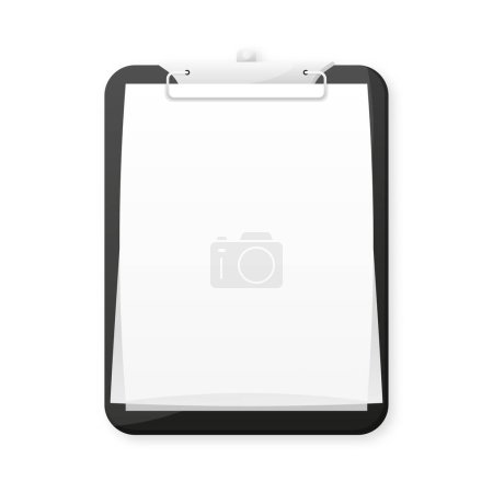 Illustration for Black Clipboard with blank white sheet isolated on white background. Vector illustration - Royalty Free Image
