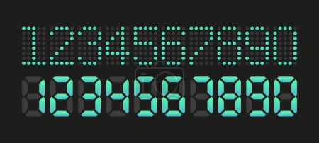 Ilustración de Digital Clock set in pixel style. Electronic Numbers collection. Vector illustration - Imagen libre de derechos