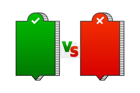 Illustration for Versus VS battle. Geometry speech banner with facts and myths. Concept of thorough fact checking or easy compare evidence. Vector illustration - Royalty Free Image