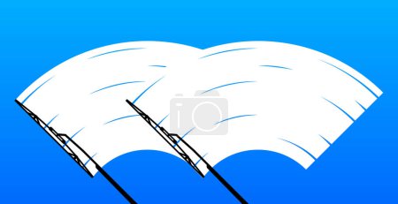 Téléchargez les illustrations : Wipers are clearing the windshield. Wiping for the windshield of a car. Clean window, wiper blades. Vector illustration - en licence libre de droit