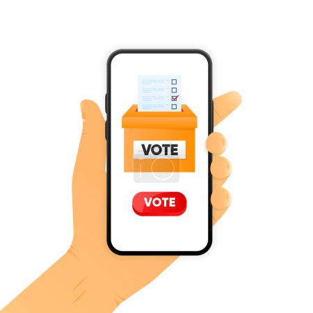 Téléchargez les photos : L'icône de la boîte de vote. Concept de vote électoral. Vote en ligne. Jetez le bulletin de vote dans l'urne pour recueillir les votes. Illustration vectorielle - en image libre de droit