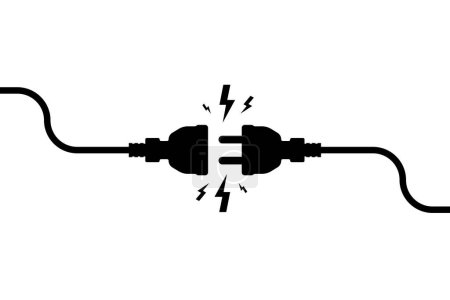 Electrical Socket with Plug. The concept of connection and disconnection. Connection concept. Electrical plug and socket disconnected. Wire, cable power outage. Vector illustration