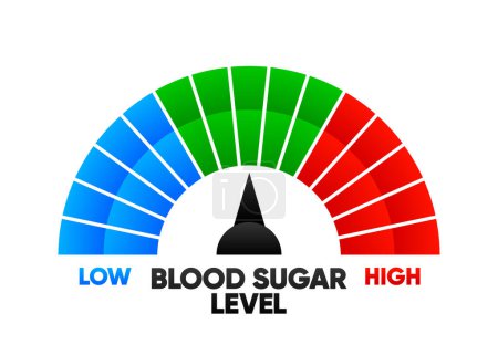 Téléchargez les photos : Concept de risque de diabète. Niveau de glucose. Taux normaux, hyperglycémie, hypoglycémie. Glycémie normale, élevée et faible. Diagramme sanguin. Illustration vectorielle - en image libre de droit