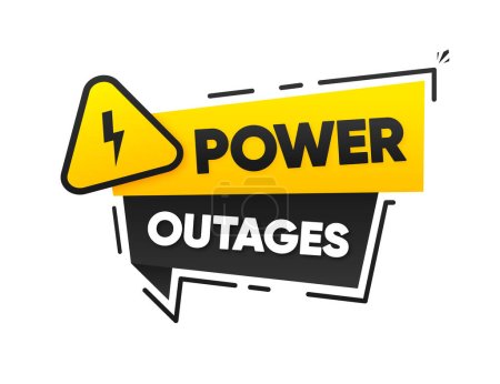Power outages label. Warning sign of high voltage. Badge with lightning bolt. Vector illustration