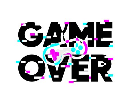 Illustration for Game Over and Play Again. Cyber noise glitch design. For games, banners, web pages. Effect of three colored letters and switch. Gamer concept. Vector illustration - Royalty Free Image