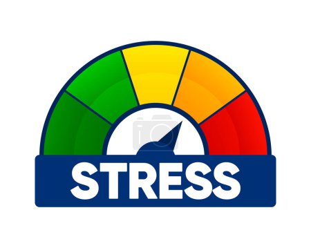 Niveau de stress. Réglementation du stress, sécurité sanitaire. Risque pour la santé. Illustration vectorielle