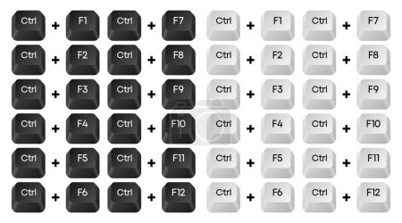 Computer-Tastenkombinationen. Satz von Tastenkombinationen. Befehlssatzsymbole. Computer-Tastatur-Set. Vektorillustration