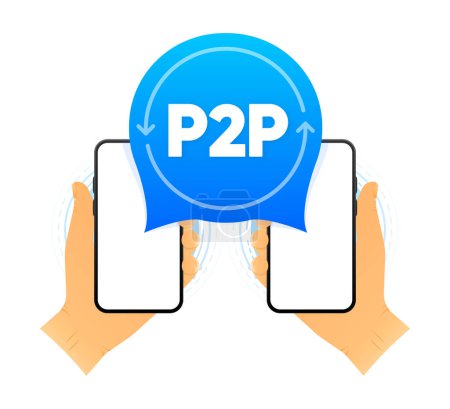 Peer to peer trading. P2P lending. Cryptocurrency. Virtual transaction. Modern style. Vector illustration