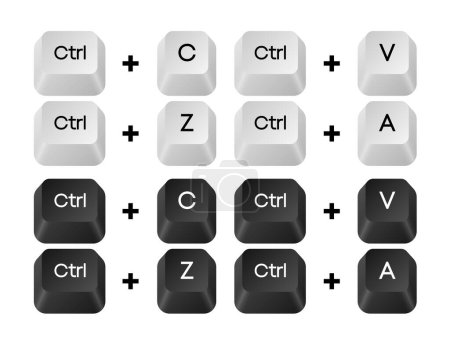 Computer-Tastenkombinationen. Satz von Tastenkombinationen. Befehlssatzsymbole. Computer-Tastatur-Set. Vektorillustration