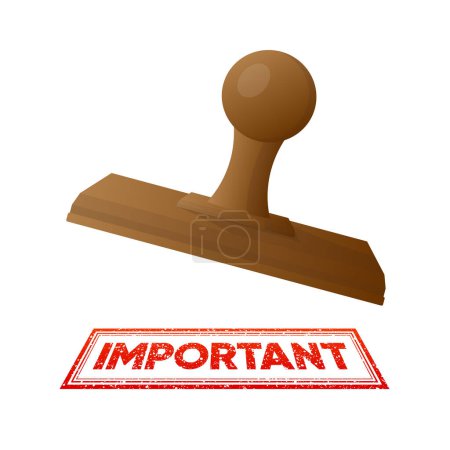 Important red rubber Stamp. Important attention notice. Vector illustration