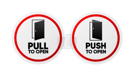  Pull and Push to open. Door info stickers. Vector illustration