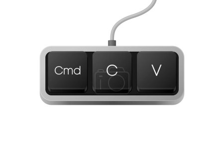 Copiar combinación de botones Pegar. Teclado de ordenador. Palabra en el teclado de la computadora PC. Ilustración vectorial