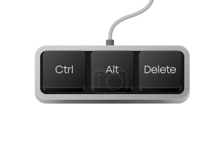 Ctrl Alt Borrar combinación de botones. Teclado de ordenador. Palabra en el teclado de la computadora PC. Ilustración vectorial