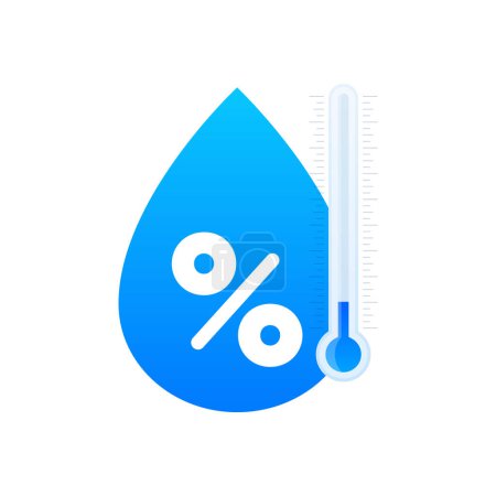 Humidity level. Water Temperature Indicator. Mercury thermometer and water drop. Temperature and humidity level. Vector illustration