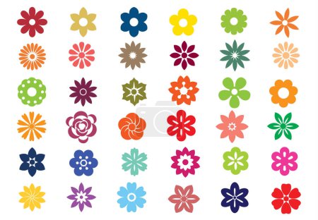 Illustration for Set flower color icons vector illustration on background - Royalty Free Image