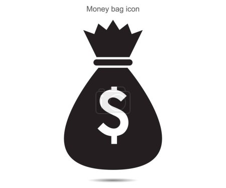 Téléchargez les illustrations : Illustration vectorielle icône sac d'argent sur fond - en licence libre de droit