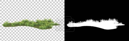 Gras isoliert auf Hintergrund mit Maske. 3D-Darstellung - Illustration