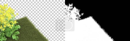Téléchargez les photos : Herbe isolée sur fond avec masque. rendu 3d - illustration - en image libre de droit
