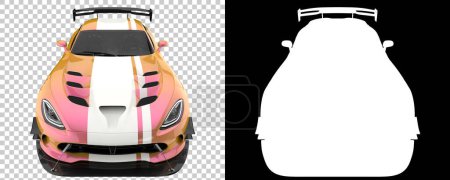 Téléchargez les photos : Muscle car isolated on background with mask. 3d rendering - illustration - en image libre de droit