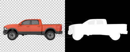 Foto de Pickup truck isolated on background with mask. 3d rendering - illustration - Imagen libre de derechos