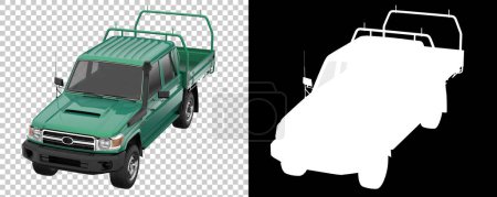 Pickup truck isolated on background with mask. 3d rendering - illustration