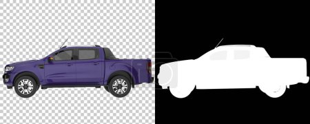 Téléchargez les photos : Pickup truck isolated on background with mask. 3d rendering - illustration - en image libre de droit