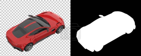 Téléchargez les photos : Sport car isolated on background with mask. 3d rendering - illustration - en image libre de droit