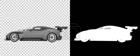 Téléchargez les photos : Sport car isolated on background with mask. 3d rendering - illustration - en image libre de droit
