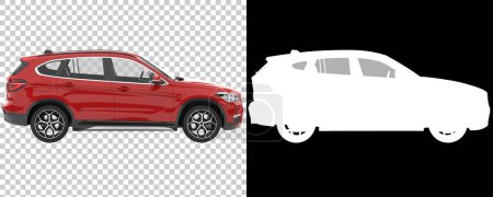 Realistic SUV isolated on background with mask. 3d rendering - illustration