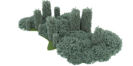 Foto de Realistic forest isolated on white background. 3d rendering - illustration - Imagen libre de derechos