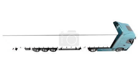 Téléchargez les photos : Cargo truck isolated on white background. 3d rendering - illustration - en image libre de droit
