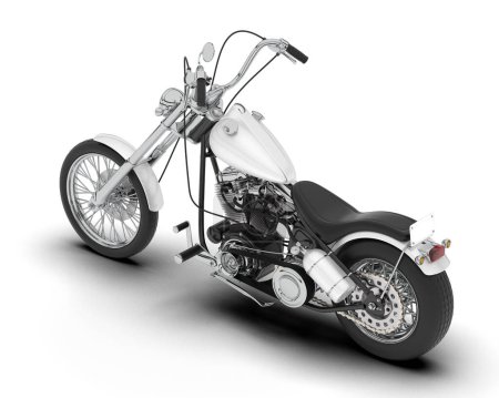 Weißes Motorrad isoliert auf weißem Hintergrund. 3D-Darstellung - Illustration
