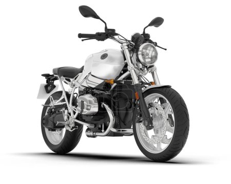 Photo for White motorcycle isolated on white background. 3d rendering - illustration - Royalty Free Image