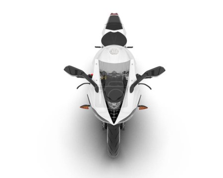 Téléchargez les photos : Moto blanche isolée sur fond blanc. rendu 3d - illustration - en image libre de droit